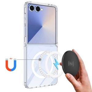 <span class=keywords><strong>Funda</strong></span> Magnética para <span class=keywords><strong>Samsung</strong></span> Galaxy Z <span class=keywords><strong>Flip</strong></span> 7 FE / 8 7 6 5, Carcasa Transparente de Acrílico y PC con Carga Inalámbrica - Product Image 2