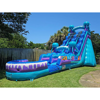 Toboggan aquatique gonflable commercial extérieur avec piscine à jets d'eau pour adultes, avec souffleur