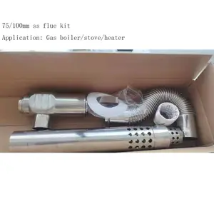 Household boiler chimney / stove pipe coaxial 75/100 mm stainless steel segmented flue kits