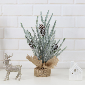 Праздничная вечеринка, домашний декор, рождественские украшения для стола, сосновая шишка, Рождественская елка с основанием из мешковины - Product Image 3