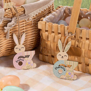 Easter Bunny Wooden Pendant Personalized Name Decor Indoor Home Decoration Style A B C - Product Image 2