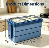 1500ml Multi-Layer Magnetronbestendige Lunchbox Lekvrije Lunchcontainer voor Gezin Studenten Kinderen Dagelijkse Maaltijdvoorbereiding