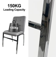 Chaise d'appoint minimaliste rembourrée pour salle à manger, chaise de salle à manger moderne et élégante en PU avec pieds en métal chromé