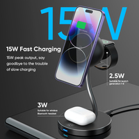 Support de chargement 3 en 1 Chargeur magnétique sans fil avec lumière LED pour téléphone portable iPhone Airpods iWatch