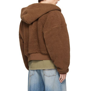 Sudadera Corta con Cremallera y Capucha de <span class=keywords><strong>Forro</strong></span> <span class=keywords><strong>Polar</strong></span> Marrón para Hombre, OEM - Product Image 3