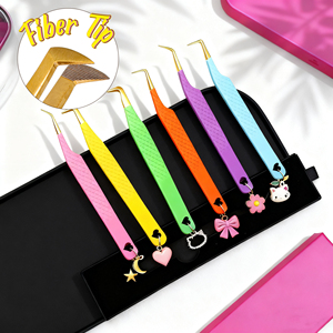 Kostenlose Individuelle Logogestaltung Spitze Gerade Faser Premium Edelstahl Professionelle Wimpernverlängerungs-Pinzette 45 90 Grad Antistatisch - Product Image 6