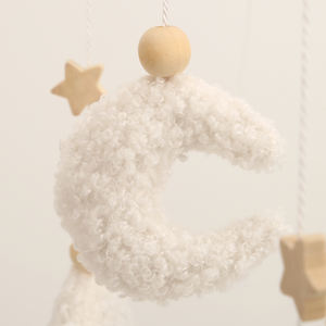 Móvil para Bebé con Diseño <span class=keywords><strong>de</strong></span> Nubes y Luna, Estilo Boho Neutral, Decoración para Cuarto <span class=keywords><strong>de</strong></span> Bebé, Móvil <span class=keywords><strong>de</strong></span> Tela Bouclé - Product Image 4