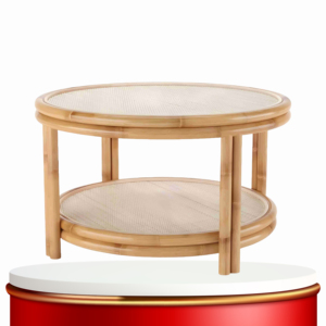 โต๊ะหวายพร้อมฐานงานฝีมือที่แข็งแรงและพื้นผิวธรรมชาติเหมาะสำหรับการตกแต่งภายในที่อบอุ่นหรือผ่อนคลายพื้นที่ทางสังคม - Product Image 5