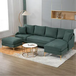 SANS Hot Sales KD Sofa Sectional Sofa U Shape Convertible Sofa Couch 4-Seat Upholstered Couch with Chaise