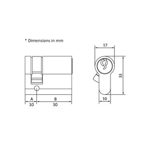 Aluminum Alloyometrics Unity Economical 70mm <strong>Door</strong> Lock <strong>Knob</strong> Cylinder with Emergency Function - Product Image 5