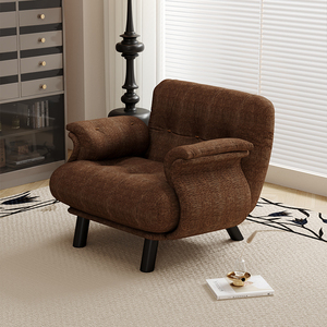 Sillón de Salón Estilo Vintage Francés en Color Crema, Silla de Tela con Patas Altas para Sala de Estar, Silla Individual para Dormitorio - Product Image 5