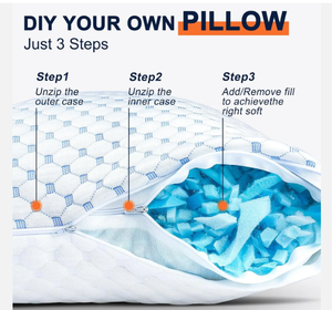 Queen Size Lot de 2 <span class=keywords><strong>Oreiller</strong></span> frais infusé de gel Housse de coussin de lit amovible lavable <span class=keywords><strong>Oreiller</strong></span> de refroidissement Nestl pour dormir - Product Image 6