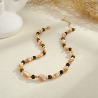 Collier ras du cou délicat en perles de pierre naturelle, accessoires de bijoux pour l'été, la plage et les vacances