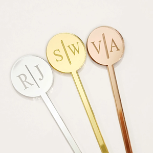 Étiquette nominative personnalisée en acrylique noir personnalisé Agitateurs de boissons de mariage Bâtonnets de cocktail Bâtonnets de cocktail initiaux - Product Image 6