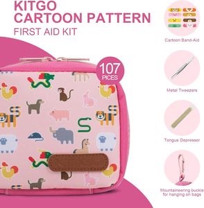 Kit di pronto soccorso omologato su misura per 107 piccoli per bambini Kit di pronto soccorso da viaggio per bambini con divertenti bende per auto, casa, <span class=keywords><strong>viaggi</strong></span> - Product Image 4