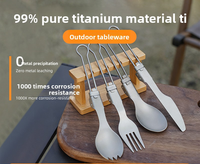 Ensemble de couverts en titane pur (cuillère, fourchette, baguettes) pour le camping, portable et empilable, cuillère à soupe, vaisselle d'extérieur