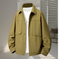 Vestes pour hommes personnalisées en gros avec doublure polaire épaisse pour l'automne et l'hiver, veste ample à col tendance pour l'extérieur