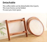 Salon moderne chaud Table en verre Double Table basse en bois massif Table basse portable amovible pour l'extérieur