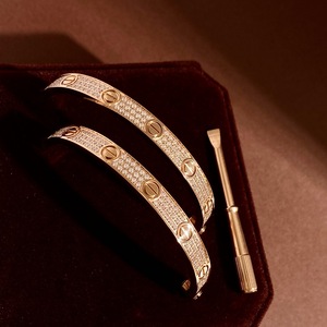 High Version Charm Armband 6mm Edelstahl Love Armreif vergoldet Schrauben dreher Armband für Frauen - Product Image 5