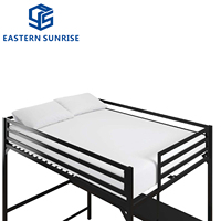 Cama Alta Moderna y Estable con Estructura de Acero y Almacenamiento para Dormitorio y Residencia