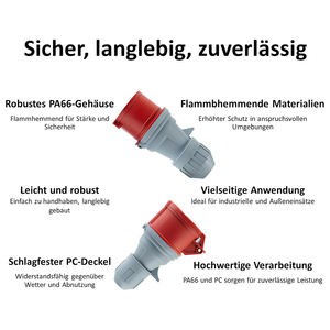 Adaptador de acoplador CEE trifásico 32A (22kW) macho a 16A (11kW) con disyuntor <span class=keywords><strong>C16</strong></span>, adaptador de alta corriente de 5 pines IP44 - Product Image 4