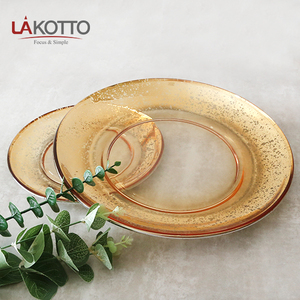 Assiette en verre spray Vintage, mariage, en or transparent bord doré, assiettes de chargeur de mariage vente en gros - Product Image 2