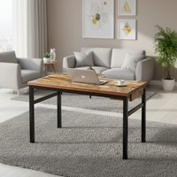 Ensemble de table à manger extensible en bois brun rustique moderne avec 2 bancs à dossier haut, structure en métal, marque Suntop, meubles de salle à manger pour la maison