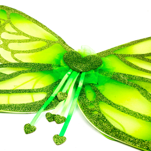 Phụ Kiện Tiệc Tùng & Lễ Hội Theo Yêu Cầu Của Nhà Máy Cho Trẻ Em Bé Gái Trang Phục Cánh Tiên Bướm Nylon Lấp Lánh Màu Xanh Lá Cây Hình Trái Tim Diễu Hành - Product Image 2