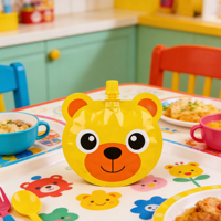 Pochette souple personnalisée brillante imprimée numériquement, réutilisable, pour liquides, emballage de collations pour enfants, avec bec verseur en forme d'animal mignon et bouchon