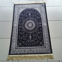 Tapis de prière rectangulaire moderne lavable en polyester épais avec imprimé diamant doré en velours, rembourrage épais pour un fond antidérapant