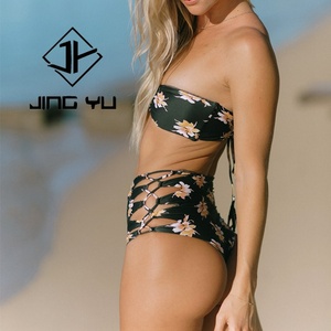 Bikini de Poliéster Estampado al por Mayor de Fábrica, Traje de Baño Personalizado con Banda, Micro Bikini de Cintura Alta - Product Image 2