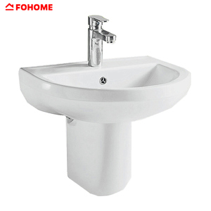Lavabo en porcelaine de style européen, couleur blanche, demi-piedestal, lavabo en céramique pour salle de bain - Product Image 5