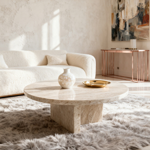 โต๊ะกลางหินอ่อนสไตล์นอร์ดิกสำหรับห้องนั่งเล่น ห้องนอน โต๊ะกาแฟหินอ่อนทันสมัย โต๊ะข้างโซฟาหินอ่อนสำหรับกลางแจ้ง ชุดโต๊ะข้างขนาดเล็ก - Product Image 3