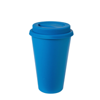 Mug Kopi Ramah Lingkungan dari Serat Bambu, Pati Jagung, dan Plastik PLA Daur Ulang yang Biodegradable dengan Tutup untuk Perjalanan dan Kemah