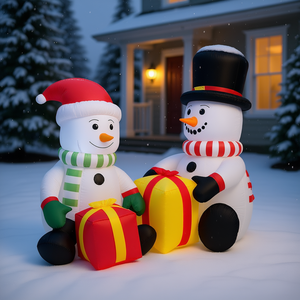 Muñecos de Nieve Inflables Navideños con Cajas de Regalo, Decoración para Jardín Exterior, 1.5 Metros, Material de PVC - Product Image 2
