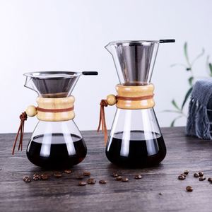 กาต้มกาแฟแก้วซิลิกาเจลทำมือทนความร้อนสูง ขายดี พร้อมก้านกรอง และด้ามจับไม้ยางพารา สำหรับชงชาและกาแฟ - Product Image 2