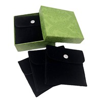 Pochette cadeau en velours noir épais avec logo personnalisé, forme enveloppe, en microfibre douce, pliable avec bouton-pression, pour emballage de boîte surprise pour bague