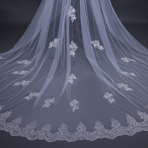 Wholesale Double Layer Soft Bridal Veil Sequins Lace <b>Wedding</b> Veil Long Bridal Veil With Comb Bridal Hair Hair <b>Accessories</b> - Product Image 5
