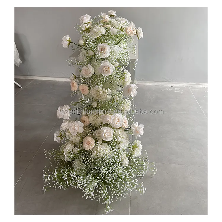 2M Customสีชมพูและสีขาวเด็กBreathงานแต่งงานดอกไม้Runnerตารางกลางผ้าไหมRosesประดิษฐ์ดอกไม้ตกแต่ง