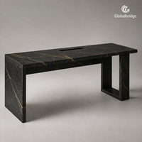 Bureau moderne en marbre noir et or sur mesure avec surface polie, durable, écologique et imperméable pour les projets d'hôtels et de villas
