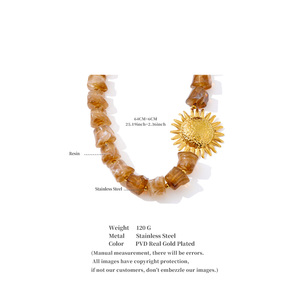 <span class=keywords><strong>Collana</strong></span> 5211 Vintage autunno marrone perline in acrilico <span class=keywords><strong>collana</strong></span> in acciaio inossidabile placcato <span class=keywords><strong>oro</strong></span> <span class=keywords><strong>collana</strong></span> a forma di <span class=keywords><strong>sole</strong></span> - Product Image 6