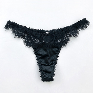 Tangas de satén elástico de talle bajo 2025, nuevas, ODM, de punto, ropa interior femenina sin costuras, ecológicas, talla XL, teñido liso - Product Image 2