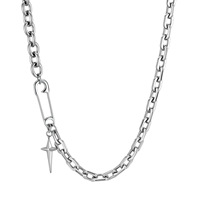 Collier pendentif croix en acier inoxydable pour homme, chaîne maillons marin géométrique, bijoux religieux minimalistes pour hommes