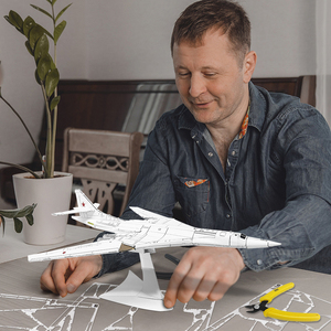 Modèle d'assemblage en métal 3D <span class=keywords><strong>Piececool</strong></span> 1:200 Tu-160 Bomber, technique d'impression UV et de gravure, aviation moderne, cadeau décoratif pour adultes - Product Image 5