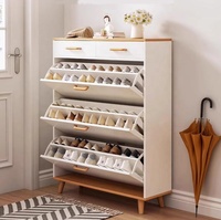 Armoire à Chaussures Pliante Moderne en Bois, Meuble de Rangement Rotatif pour la Maison avec Grande Capacité