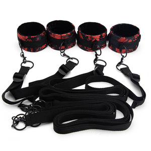 Adult Bondage Straps Flower Color Black With Metal Clips For <b>Bed</b> <b>Restraint</b> Use - Product Image 4