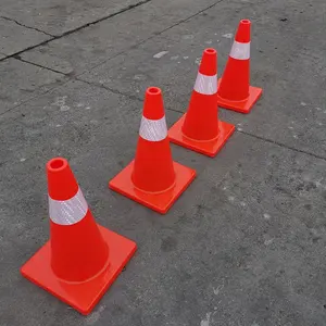 Cones de segurança de estrada vermelha reflexiva, material de pvc de logotipo personalizado de fábrica, cone de tráfego