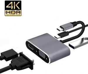 Jumon Multi Port USB C Hub Double HDTV Multi USBC Port Adapter 4 en 1 Type C HUB HD4K VGA PD Chargement USB C Multi Port Hub - Product Image 1