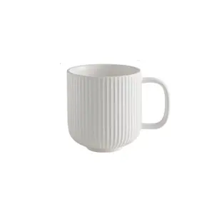 350ML 12OZ Nordic Style Ceramic Tea Water Drink Ware Cup Striped Matte Coffee Mug