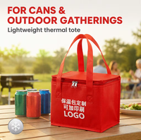 Sac isotherme imperméable rouge non tissé pour 6 canettes de bière ou autres boissons